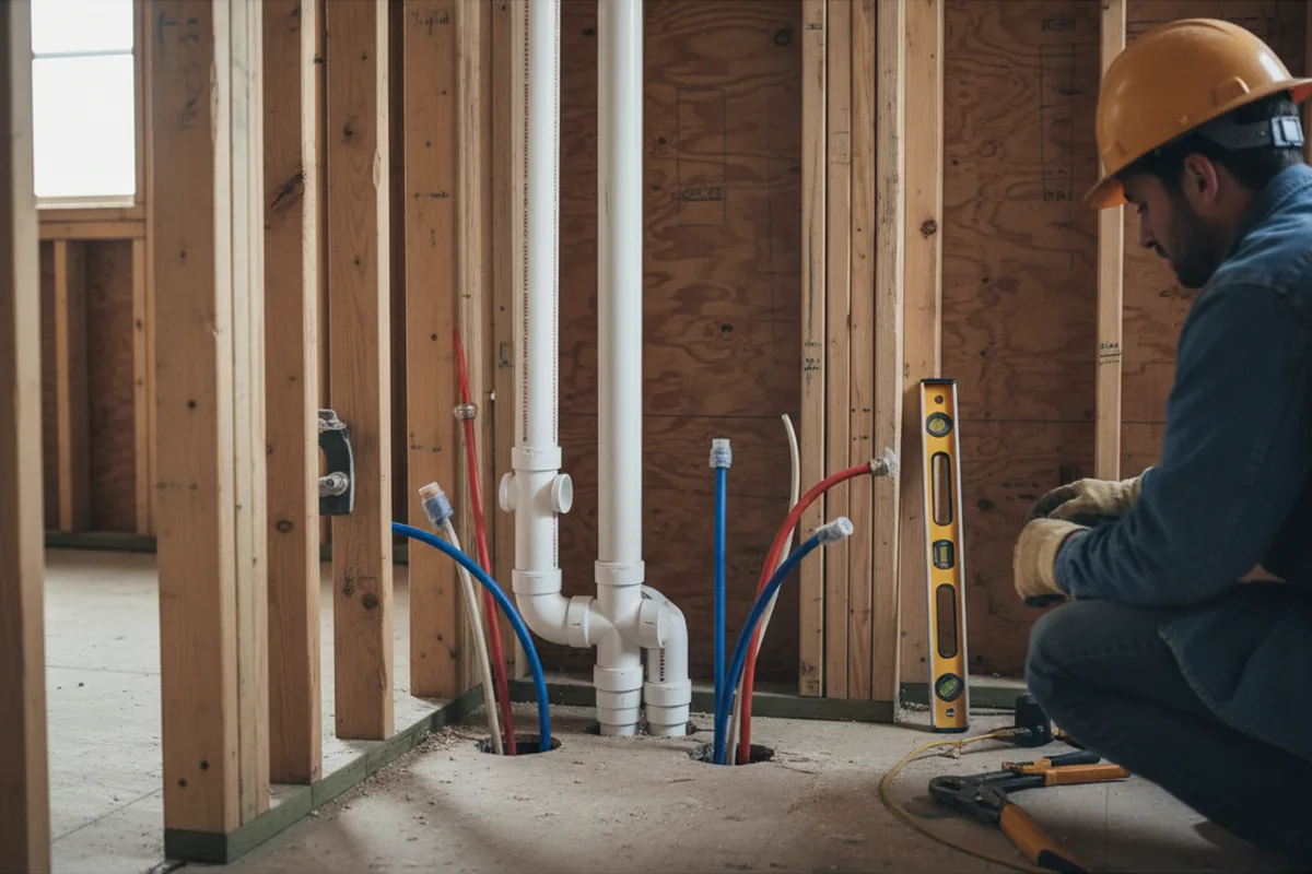 Drain and supply rough-in during Toilet Repair and Installation in Marshall